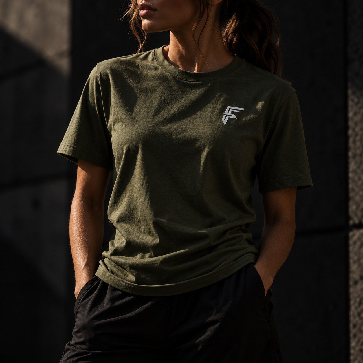 Frontline Athletics olive tee